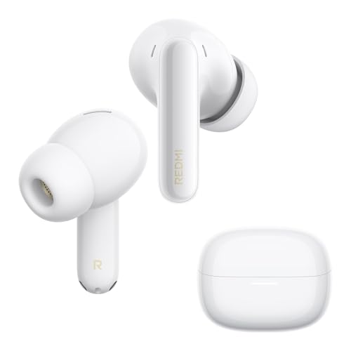 REDMI Buds 8 Pro, True-Wireless-Bluetooth, 55dB aktive Geräuschunterdrückung, Triple-Treiber, Hi-Res-HiFi-Sound, Dolby Audio, bis zu 33 Stunden Akkulaufzeit, Bluetooth 5.4, IP54, White