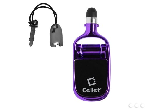 HTC One V Purple Compact Aluminum 3 in 1 Stylus (Stylus/Phone Stand/Screen Cleaner)