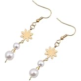 Dainty Pearl and Sun Filipina Dangle Earrings, Philippine Araw Inspired