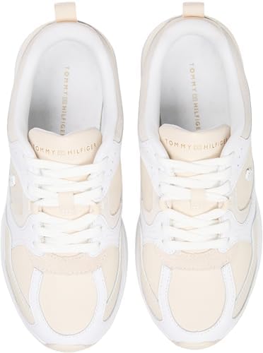 Damen Runner Sneaker Casual Fashion aus Leder, Weiß (White/Soft Cream), 38