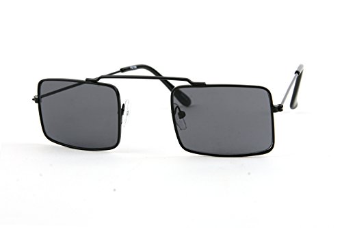 Hippie Retro Square Gothic Vampire Sunglasses P2196 (Black-Smoke Lens)