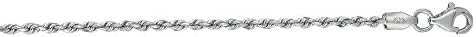 14k White Gold 24 Inch 2mm Diamond Cut Finish Solid Rope Chain Necklace