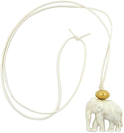 GALLAY Necklace, Elephant, White/Gold Coloured