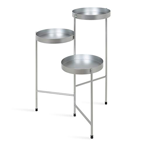 Kate and Laurel Finn Tri-Level Metal Plant Stand, Silver