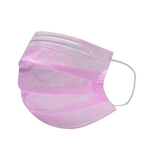 50 Pcs Disposable Non-Woven Face Masks Dental Surgical Hypoallergenic Breathability Comfortable Ear Loop Great Prevention Allergies and The Flu (Pink)