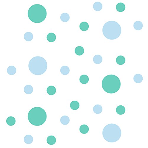 Set of 30 - Circles Polka Dots Vinyl Wall Graphic Decals Stickers (Baby Blue/Mint Green)