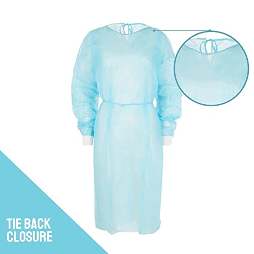 Nobles Universal Size Blue Disposable Isolation Gowns LatexFree Gown
