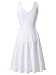 FENSACE Womens Sleeveless Scoop Neck Summer Beach Midi A Line Tank Dress, White, Large