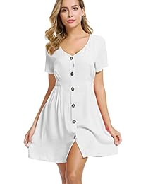 LOMON Vestidos vintage para las damaes Volantes Lunares Casual de la mitad de la manga Vestido corto