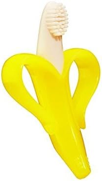 Banana teething toothbrush soft bristles bpa-free dishwasher safe travel case included