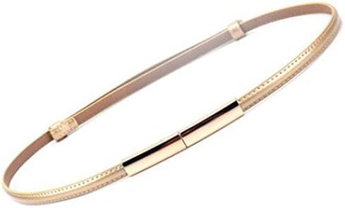 TRENDY XU Women Girl Simple Fashion Thin Skinny Belt Dress Buckle Waistband (Gold)