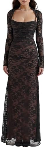 black lace dress with cream underlay Black lace dress with cream underlay