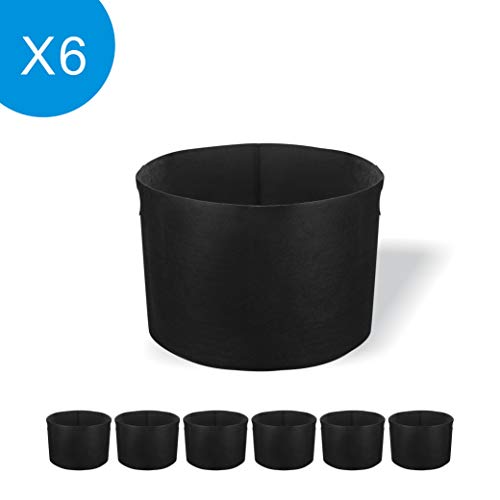 Growtent Garden 6-Pack 20 Gallon Plant Grow Bags – Heavy Duty Thichkened Non-Woven Aeration Fabric Pots with Strap Handles