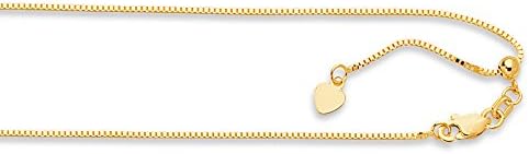 MCS Jewelry 14 Karat Rose, White OR Yellow Gold bright-cut Adjustable Cable Chain Small Heart Charm (22, yellow-gold)