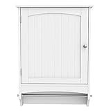 Yaheetech Medicine Cupboard, Hanging Bathroom Storage with Height Adjustable Shelf and Rod - White 18.9 x 6.3 x25.8 Inches