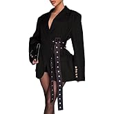 Womens Business Casual Blazer Fall Long Sleeve Blazers Oversize Work Suit Jackets with Belt