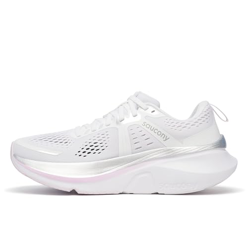 Saucony Women's Guide 18 Sneaker White/fuchsia