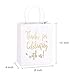 LaRibbons Medium Size Gift Bags - Gold Foil Thanks for celebrating with us White Paper Bags with Handles for Wedding, Birthday, Baby Shower, Party Favors - 25 Pack - 8
