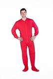 Big Feet PJs. Red Cotton Jersey Knit Adult Footed Onesie Pajamas