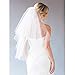 Fangsen Wedding Bridal Veil with Comb 2 Tier Tulle Short Wedding Veil Fingertip Length （ 2T Fingertip Light Ivory）