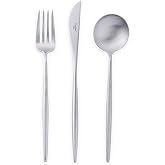 Cutipol Moon Matte silver Series Home Dinner Flatware Cutlery Set of 3 Pcs, Spoon, Fork, Knife, Professional Cutlery Brand