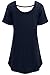 Meaneor Women's Comfy Loose Fit Long Tunic Top With Various Hem Navy Blue XXL
