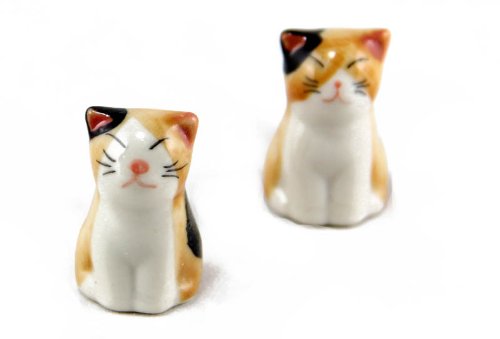 6pcs Chinese Ceramic Cat Pattern Chopstick Rest Spoon Fork Knife Holder