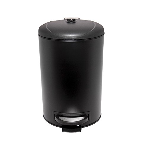 Premium Dog Waste Trash Can with Integrated Fly Trap for Small and Medium Sized Dogs (to 50 lbs.), Stainless Steel, Black, for Poop Bag, Pooper Scooper and Shovel Disposal