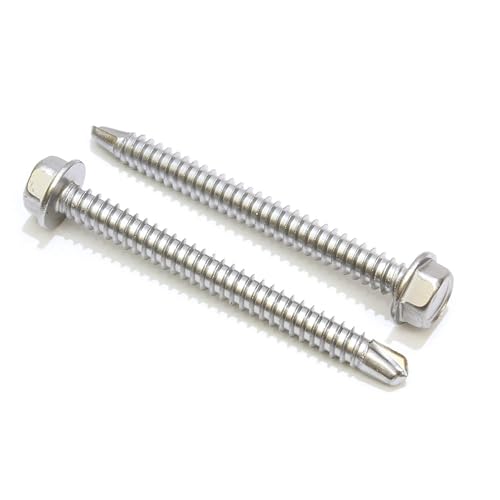 #12 X 2'' Stainless Hex Washer Head Self Drilling Screws, (100 pc) 410 Stainless Steel Self Tapping Choose Size and Qty — image 1