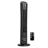 Best Choice Products 40in Quiet Oscillating Standing Floor Tower Fan w/ 3 Speeds, Timer, and Remote Control - Black