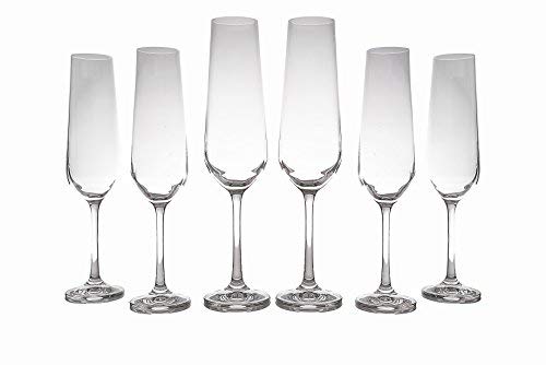 Crystal Champagne Flute (Set of 6), Elegant and Clear Rose Stemware, 100% Lead-Free - Made in Europe, 6.8 Ounces - Thumbnail 2