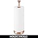 mDesign Metal Free-Standing Toilet Paper Holder with Stainless Steel Tube, Stand with Storage Roller Organizer for Bathroom Cabinet - Holds 3 Rolls Toilet Tissue - Hyde Collection - Rose Gold