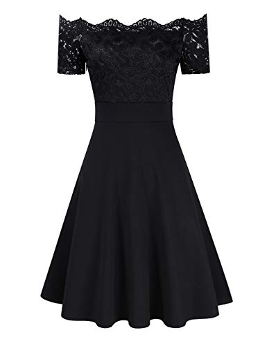KOJOOIN-Damen-Spitzenkleid-Abendkleider-Vintage-Brautjungfernkleider-fr-Hochzeit-Kurzes-A-Linie-Cocktailkleid-Gr34-48Verpackung-MEHRWEG