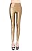 ZUUC Women’s Faux Leather PU Slim Stretch High Waisted Leggings Skinny Pants (L, Gold)