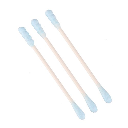 Beauty7 Double Ended Paper Stick Premium Cotton Swabs Buds Round & Spiral Shape Tip For Clean Care Beauty Makeup Cosmetic Tool (Blue, 200 Count)