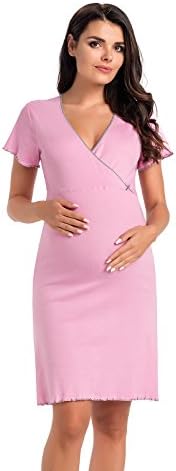Alessia Maternity Nightdress / Breastfeeding Nightie Made of 100% Cotton / Short Sleeve