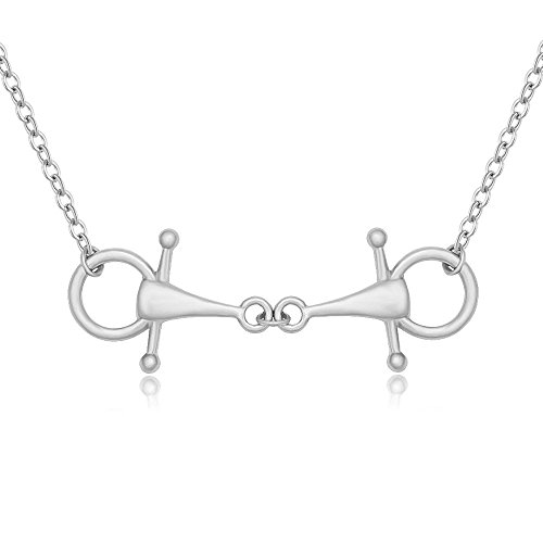 MANZHEN Snaffle Bit Necklace for Horse Lover Equestrian Jewelry (silver) - Thumbnail 3
