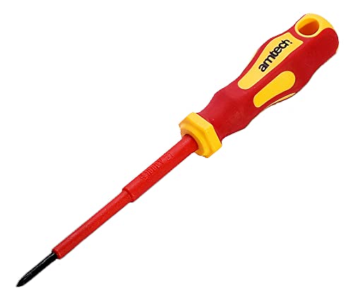 Amtech L0654 PH0 VDE Insulated Electrical Screwdriver – 75mm Phillips Tip, 1000V Rated, Chrome Vanadium Shaft