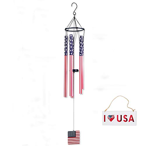 American Flag Wind Chime Large Outdoor Patriotic Windchime with