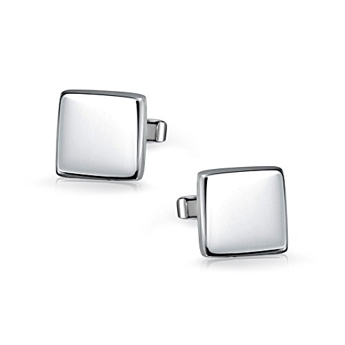 High Polished Sterling Silver Modern Square Mens Cufflinks - Thumbnail 5