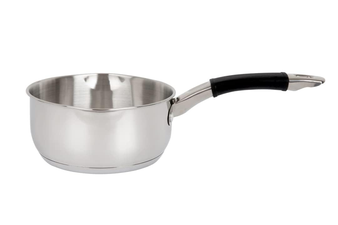 Royal Cuisine Stainless Steel Milk/Tea pan Egg/Water Boiling Pot with 2 Pouring Lips Induction hob Soup Warming Sauce pan 18cm