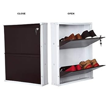 Orril 21 Powder Coated Shoe Rack Made of Steel with 2 Door(White-Brown)