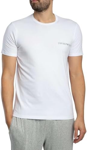 2-Pack Crew Neck T-Shirt, Blanco/Negro, M Hombre