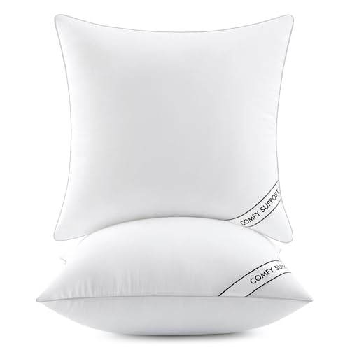 MIULEE 26x26 Inch Euro Pillows Inserts, Pack of 2 Down Alternative Virgin Filling Comfy Support Throw Pillows for Sofa Couch Bed
