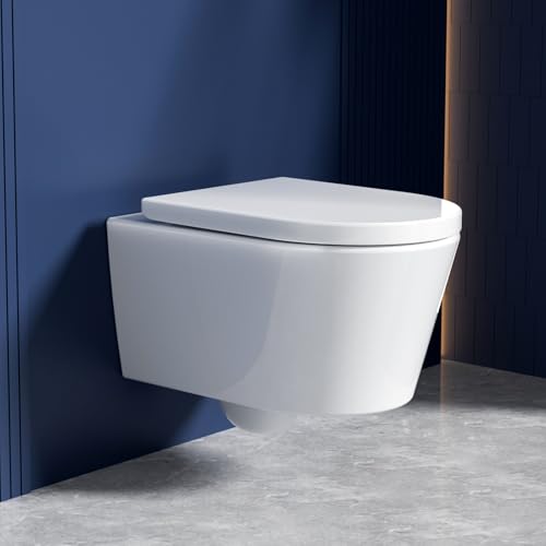 Rainsworth Hänge WC Spülrandlos Tiefspülung Toilette, Weiß 48.5cm lang