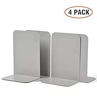 CY craft 4 Pieces Metal Bookends,Non-Skid Heavy Duty Book Ends,Bookends for Shelves,Office Book Holder and Book Stopper for Books/Movies/CDs,Gray,8.1X5.3X3.95 Inch