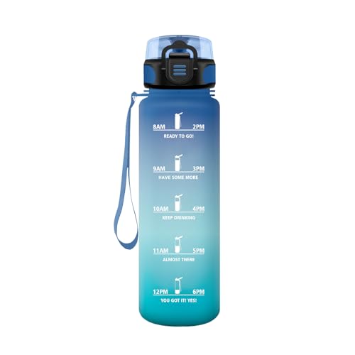 Botella Agua, 500ml Deportiva, Botella Agua Niños, Prueba de Fugas, Botella Agua Gimnasio, Marcador de Tiempo, Cantimplora, Botella Gym, para Fitness Oficina Escuela Yoga