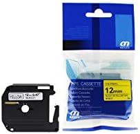 UBICON Black on Yellow Label Tape Compatible for Brother M-K231 MK231 M231 P-Touch PT55BM PT55S - Single Pack; 12 mm (1/2 inch) wide and 8 meter (26.2 feet) long