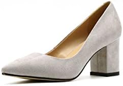 Shoebox Kicks Thick Low Heel Dress Pumps (10, Gray)