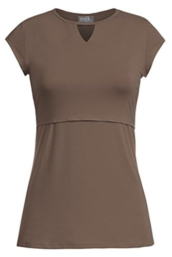 Milk Nursingwear Chic Triangle Cut Out Nursing Top, Latte, L in